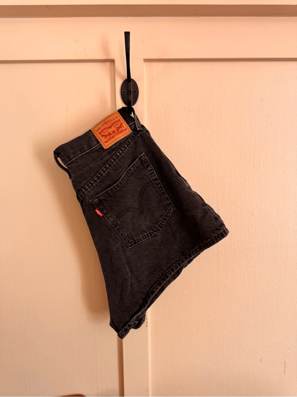 Levi's Dark Gray High-Waisted Mom Shorts